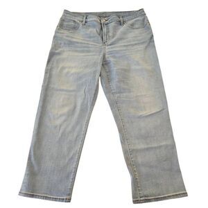 Chico's Womens Light Blue Denim So Slimming Girlfriends Slim Crop Jeans Size 14